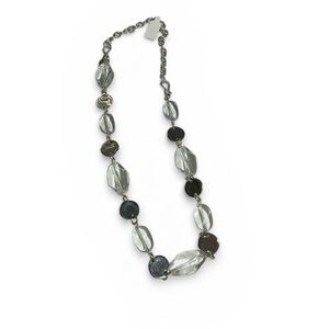 🐥Silver-Tone Clear Bead Necklace with Reflective Discs - Women Jewelry
